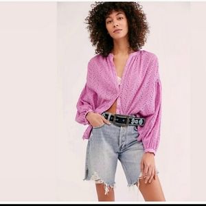 Free people Madisson eyelet balloon sleeve blouse